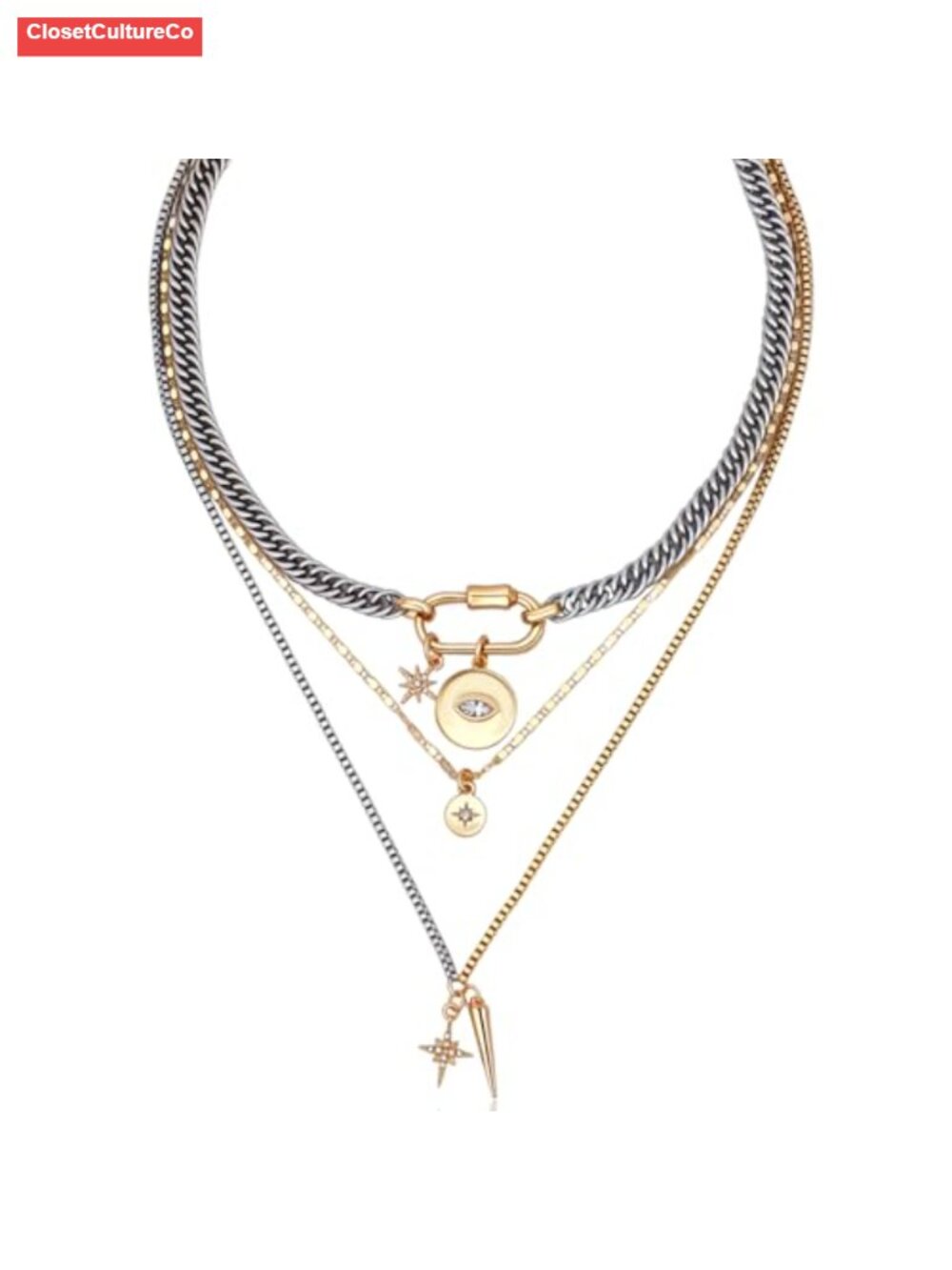 Gold Layered Beaded Charm Choker Necklace Set for Women